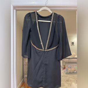 BCBGeneration mini black dress with gold sequin detailing. Open back. Size 2